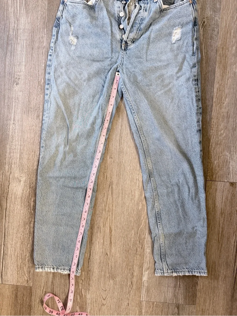 FREE PEOPLE Light Blue Women’s High-Rise Button-Fly Jeans